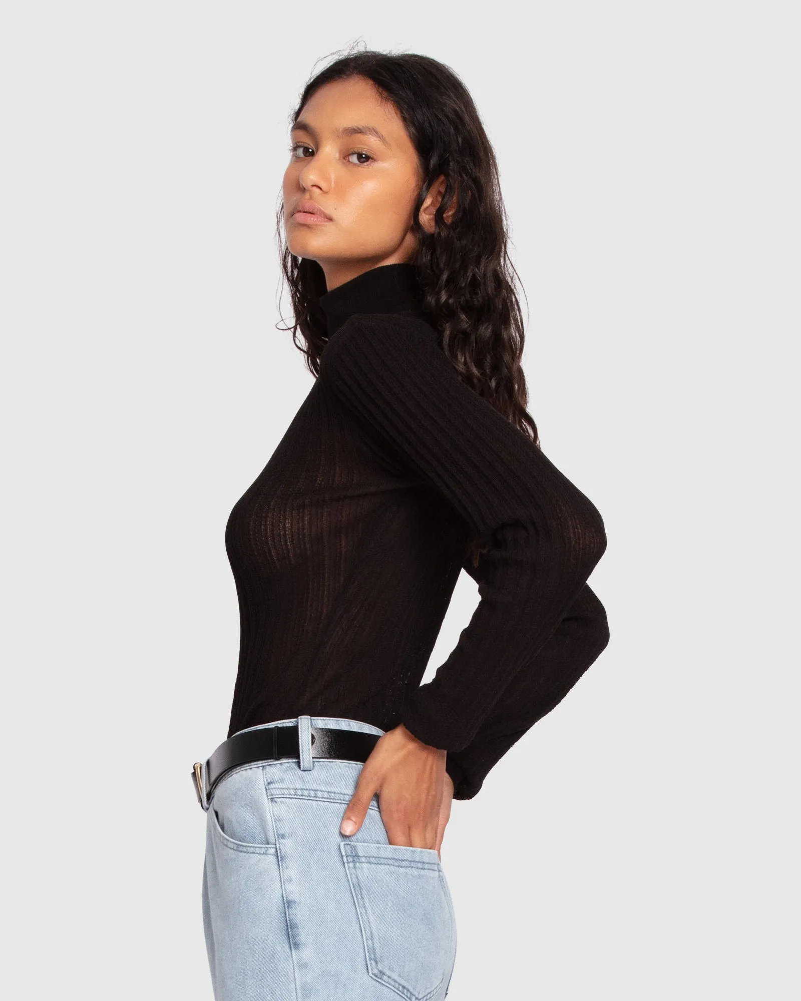 Brooklyn Knitted Turtleneck - Black sold by Belle & Bloom product image thumbnail 4