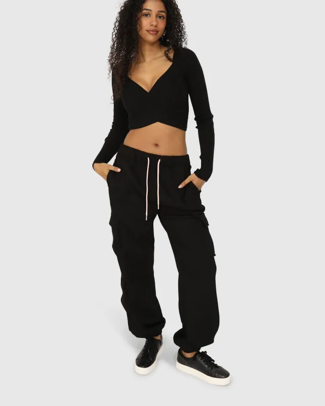 Perfect Match Cargo Trackpants - Black sold by Belle & Bloom