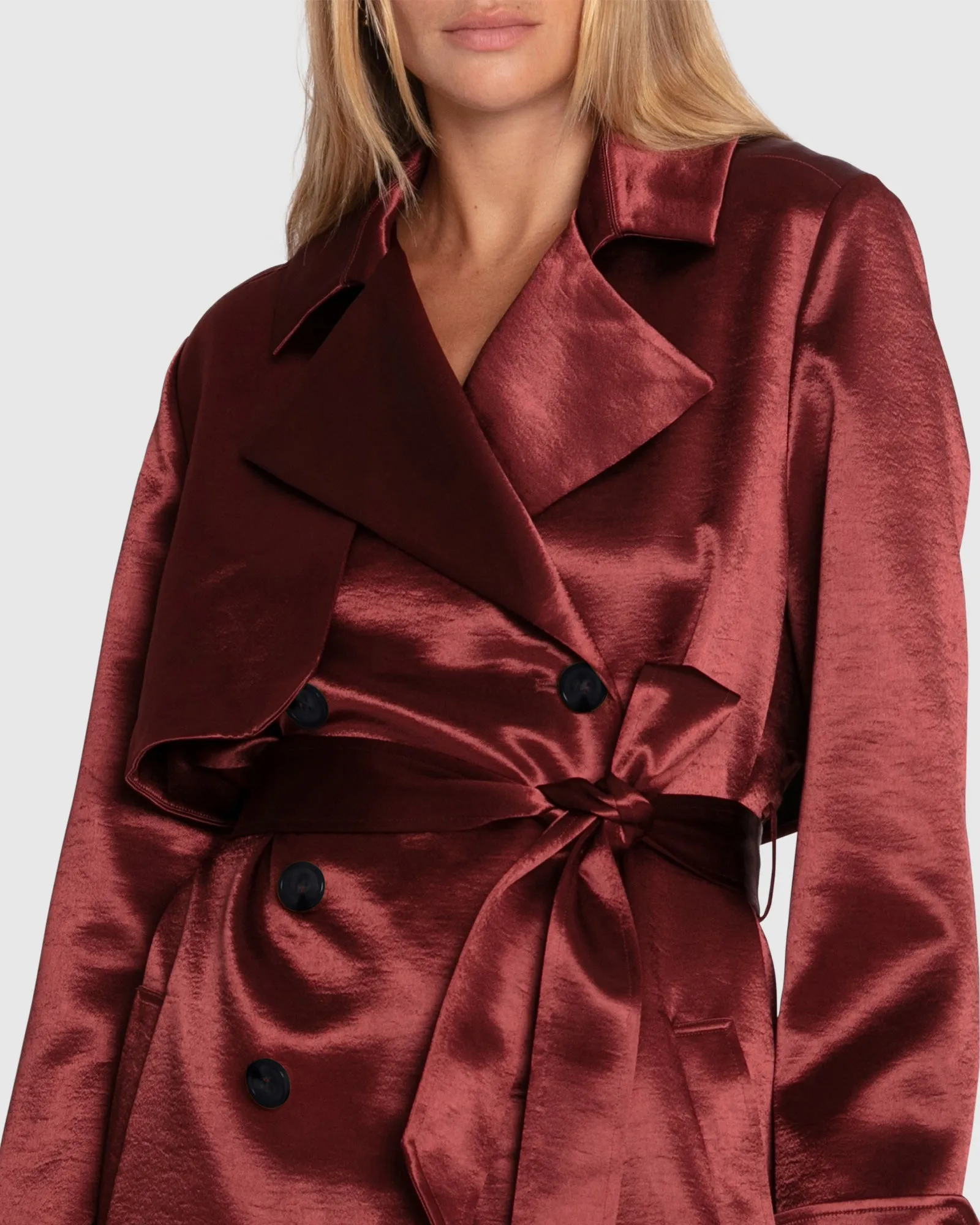 Will You Stay Trench Dress - Burgundy sold by Belle & Bloom product image thumbnail 2