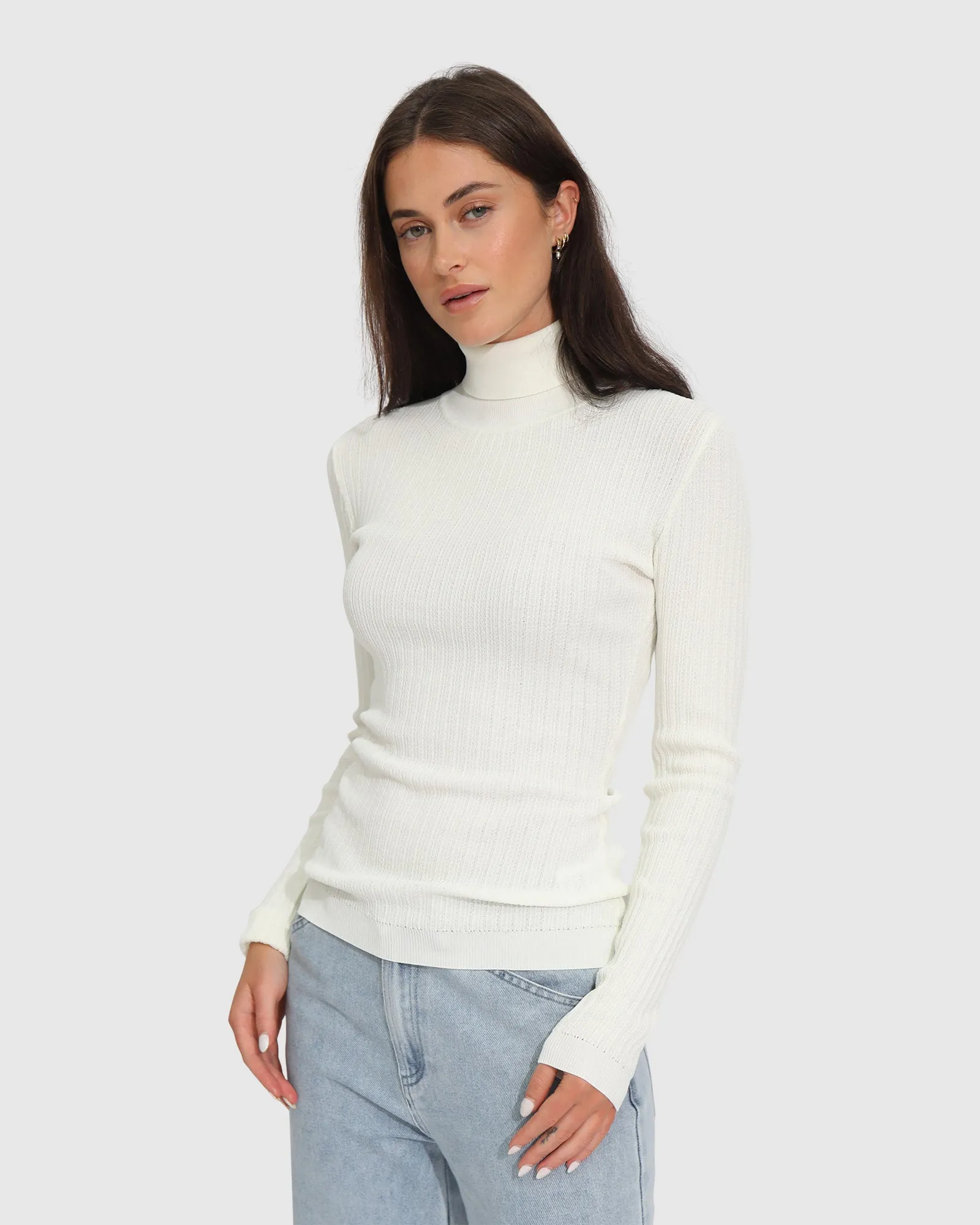 Brooklyn Knitted Turtleneck - Ivory sold by Belle & Bloom