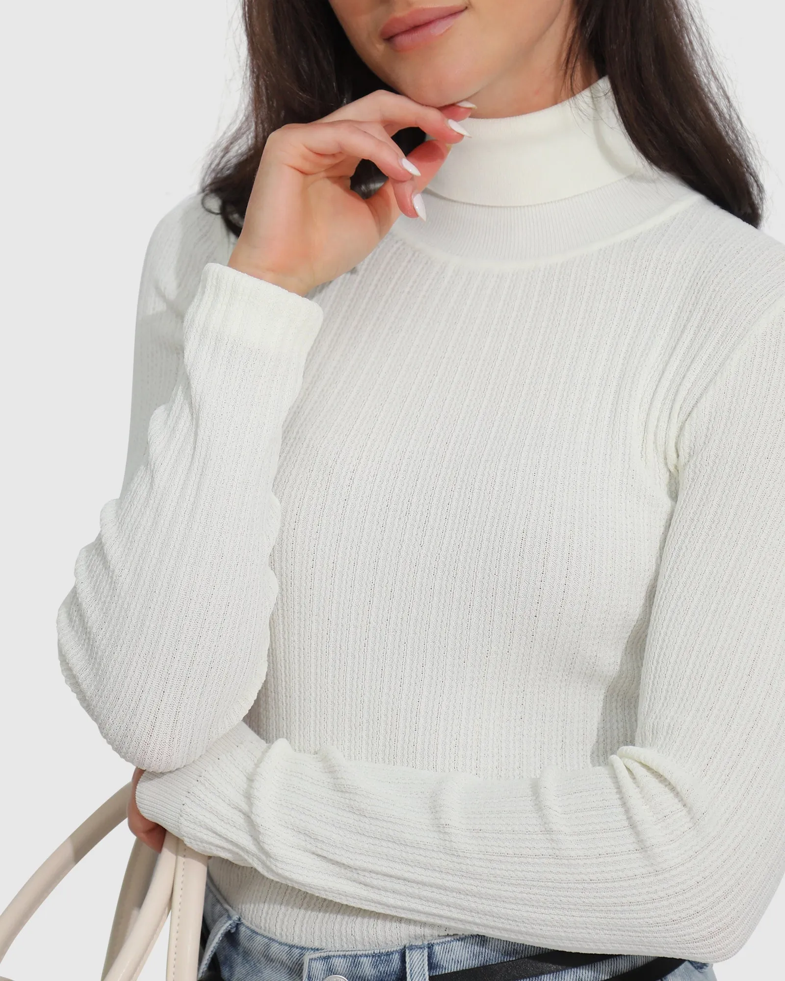 Brooklyn Knitted Turtleneck - Ivory sold by Belle & Bloom product image thumbnail 4