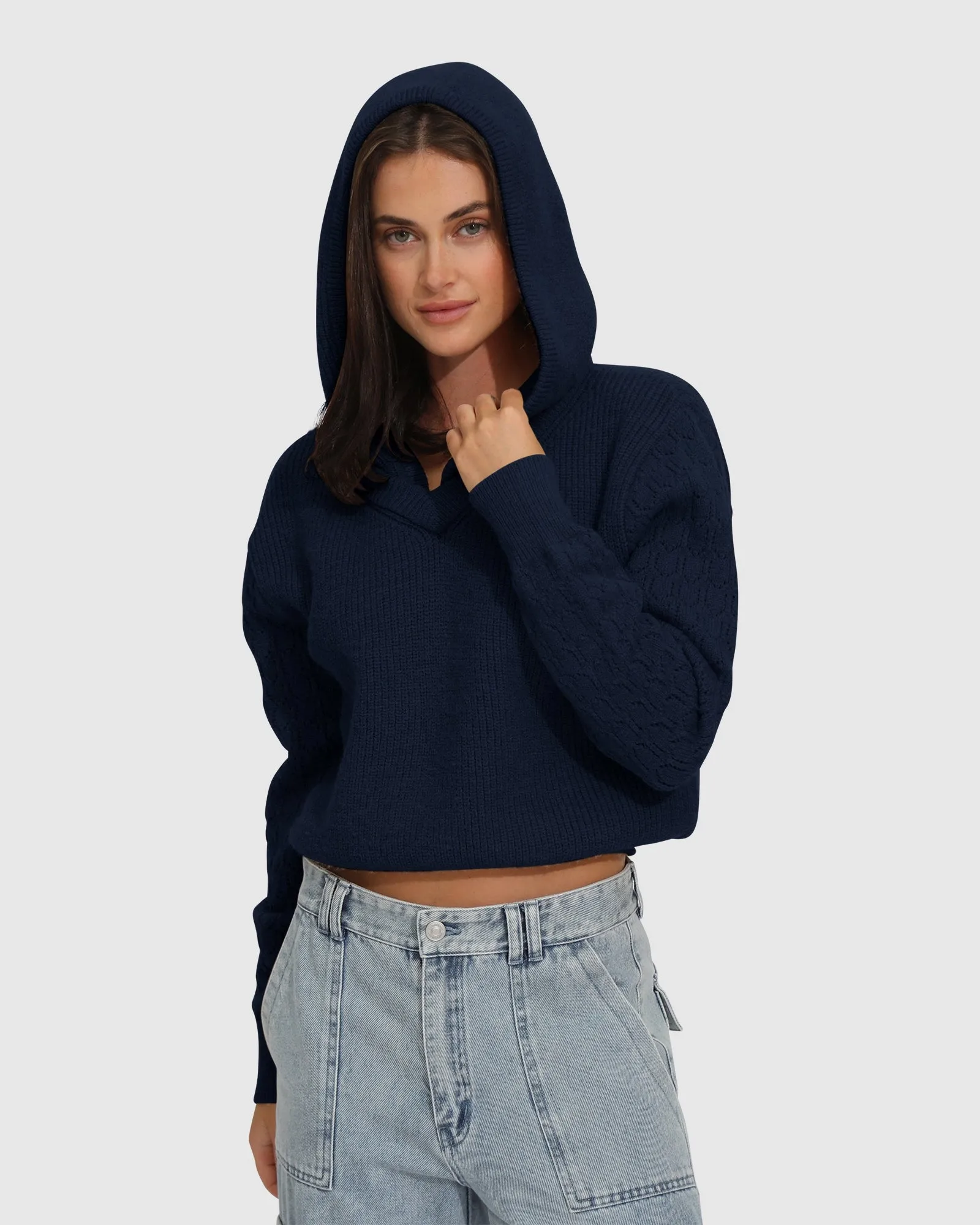 On the Run Knitted Hoodie - Navy sold by Belle & Bloom product image thumbnail 2