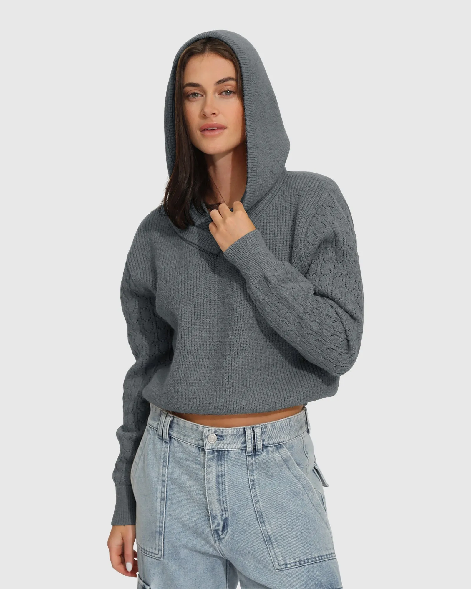 On the Run Knitted Hoodie - Grey sold by Belle & Bloom product image thumbnail 5