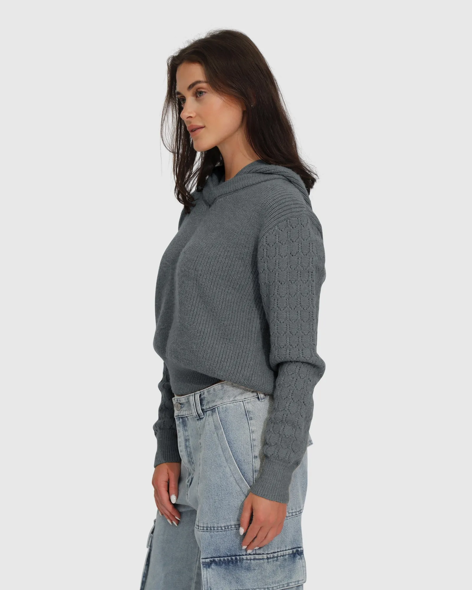 On the Run Knitted Hoodie - Grey sold by Belle & Bloom product image thumbnail 3