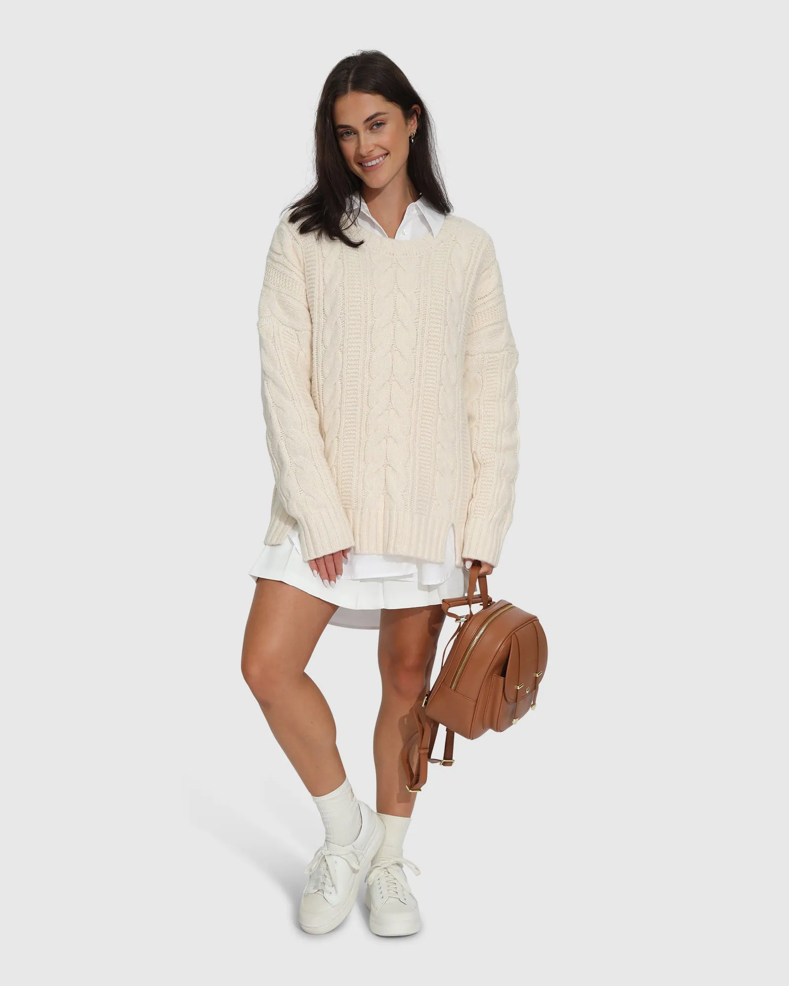 Perfect Me Oversized Crew Sweater - Beige sold by Belle & Bloom product image thumbnail 4