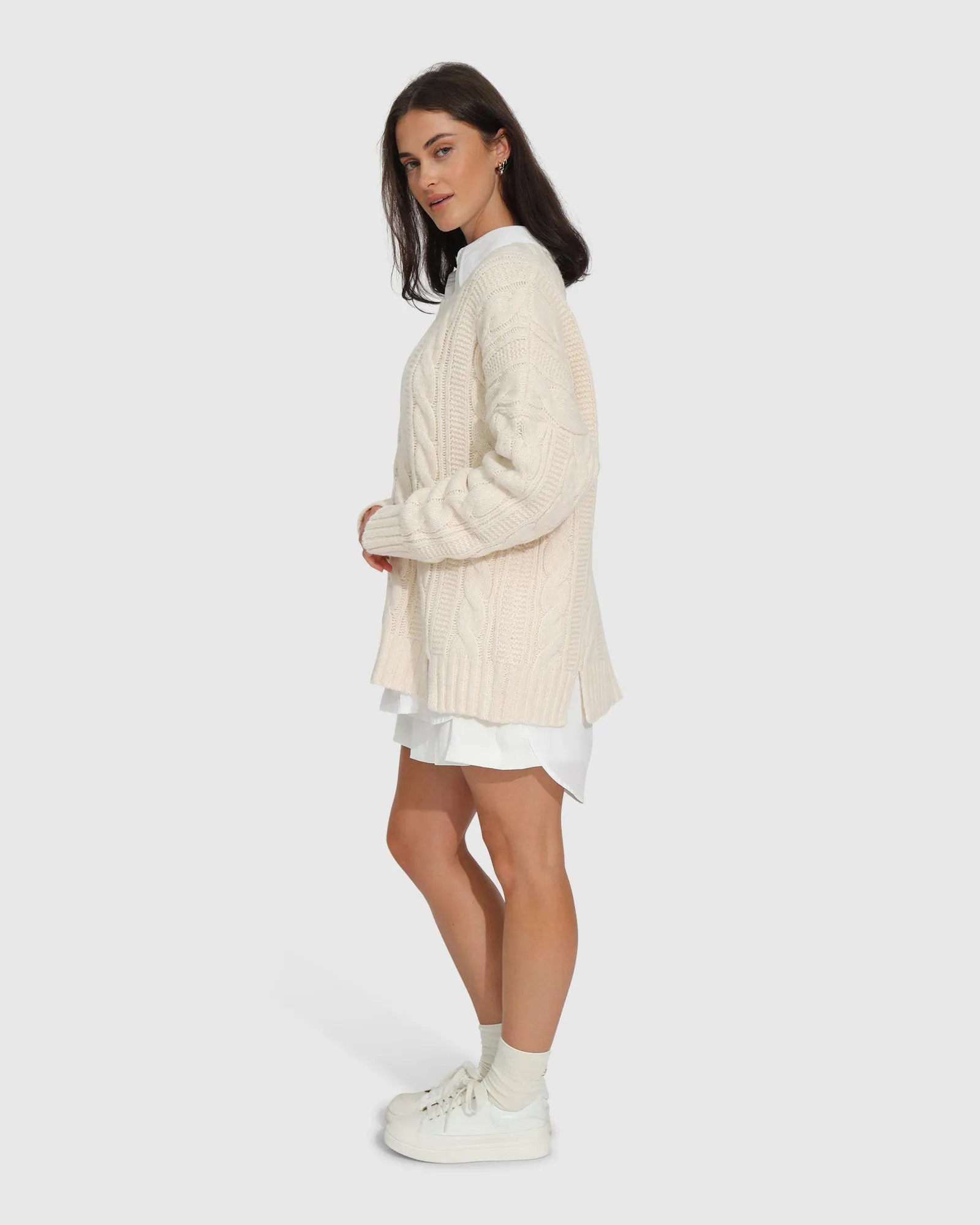 Perfect Me Oversized Crew Sweater - Beige sold by Belle & Bloom product image thumbnail 5