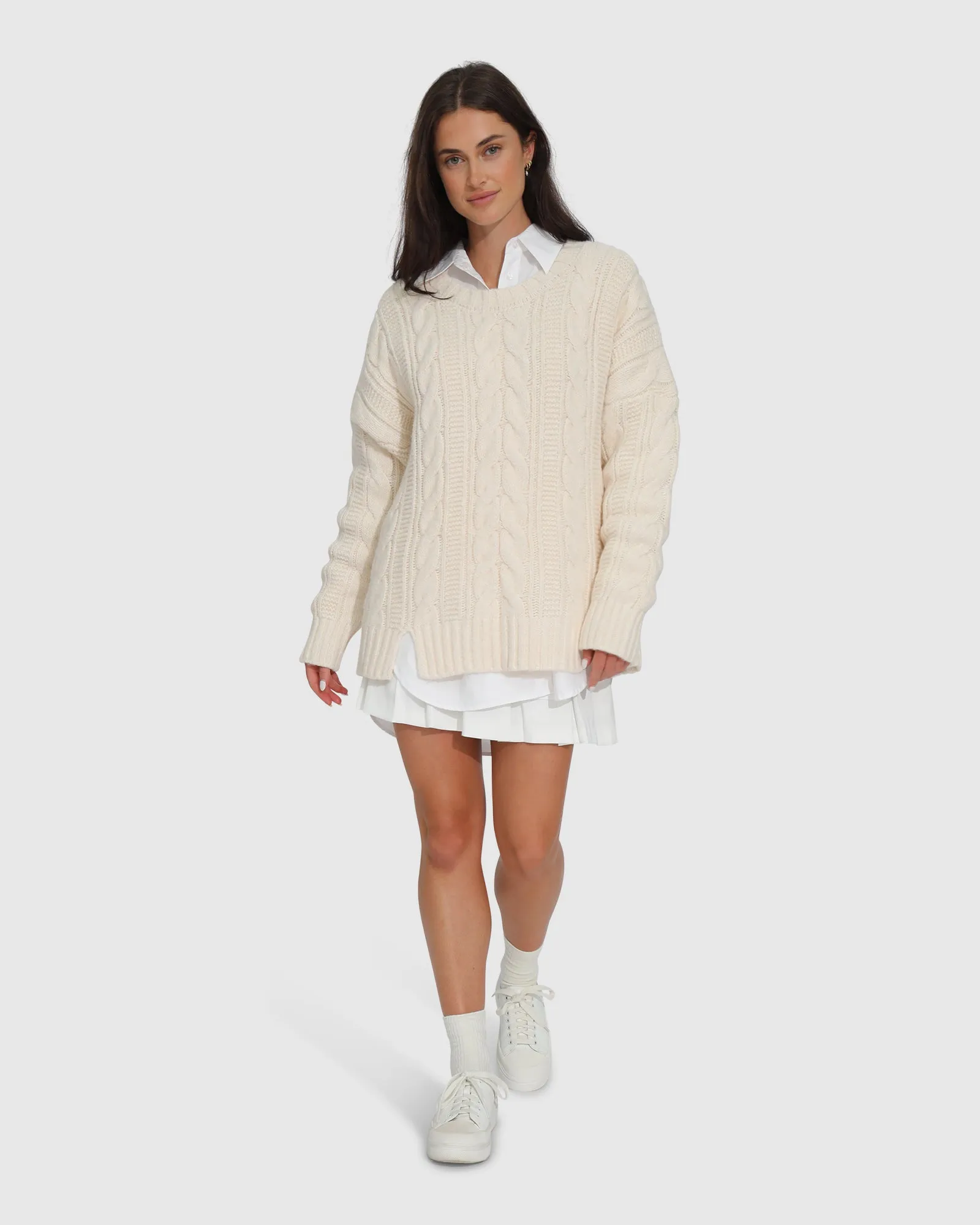 Perfect Me Oversized Crew Sweater - Beige sold by Belle & Bloom product image thumbnail 2