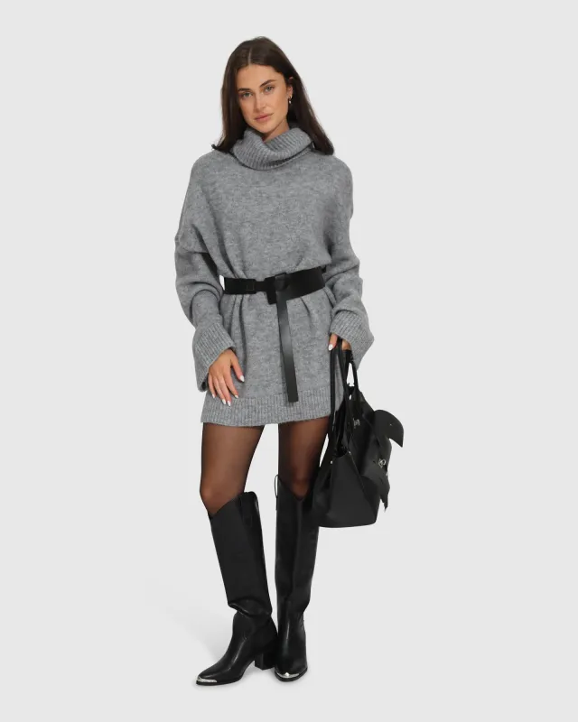 Cuddle Me Oversized Tunic Sweater - Grey sold by Belle & Bloom