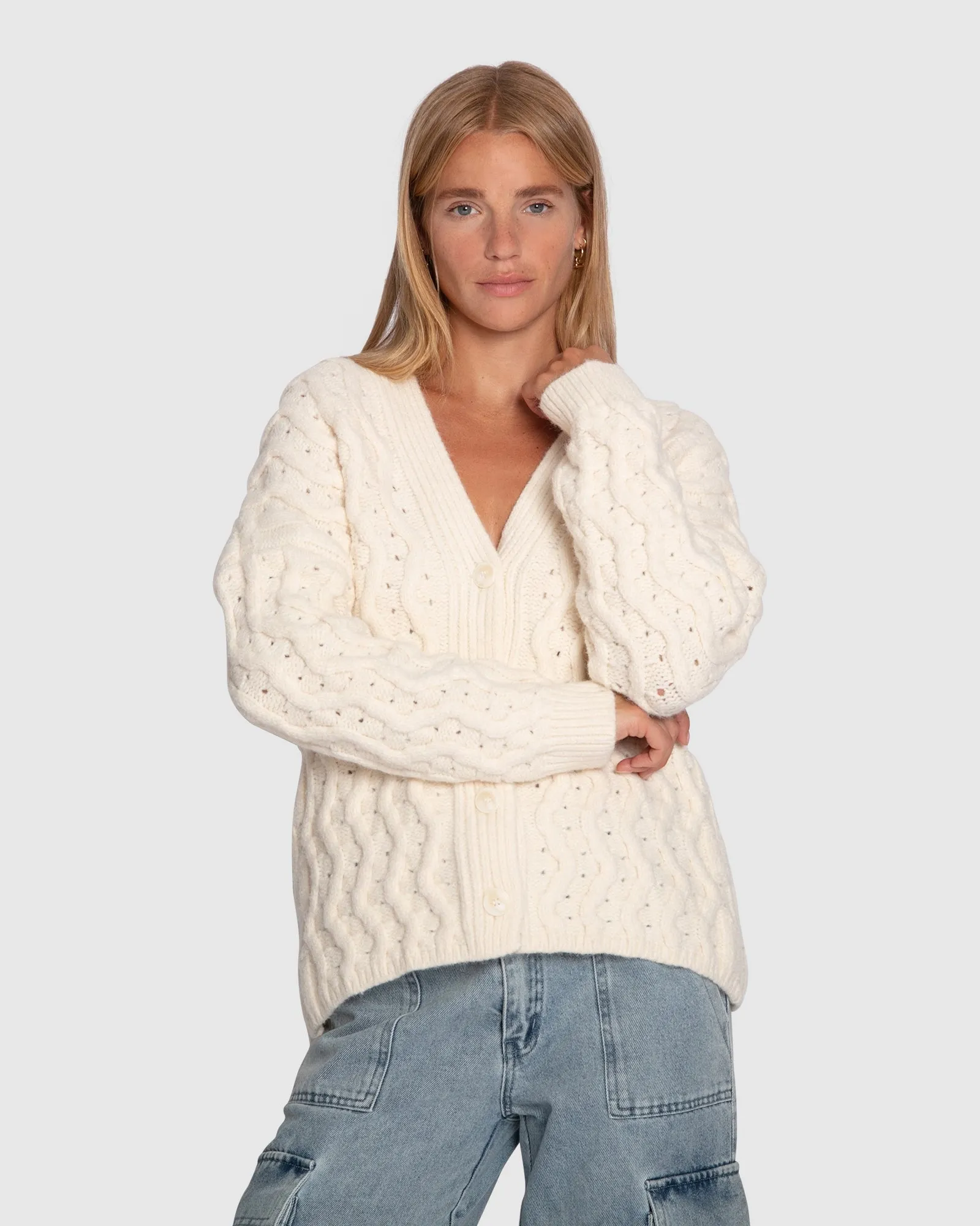 Sugar Plum Chunky Cardigan - Cream sold by Belle & Bloom product image thumbnail 2