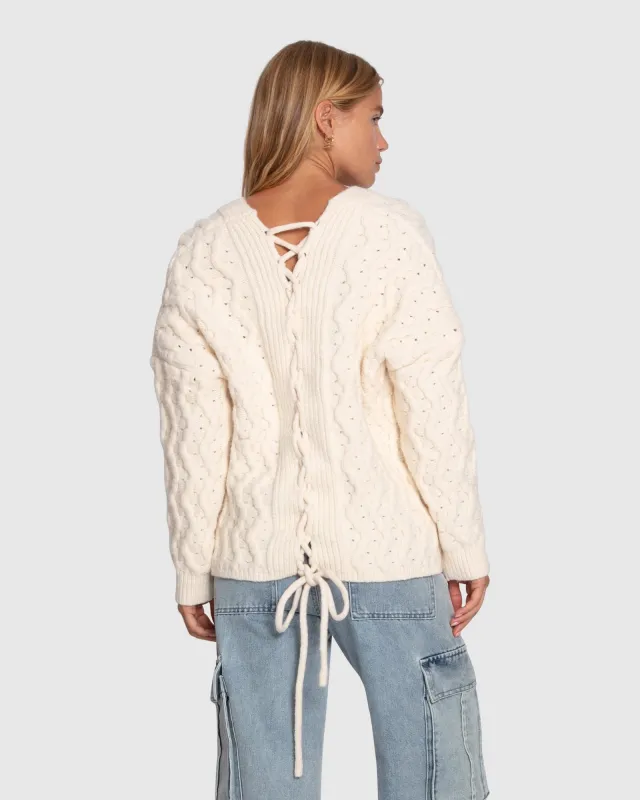 Sugar Plum Chunky Cardigan - Cream made by Belle & Bloom