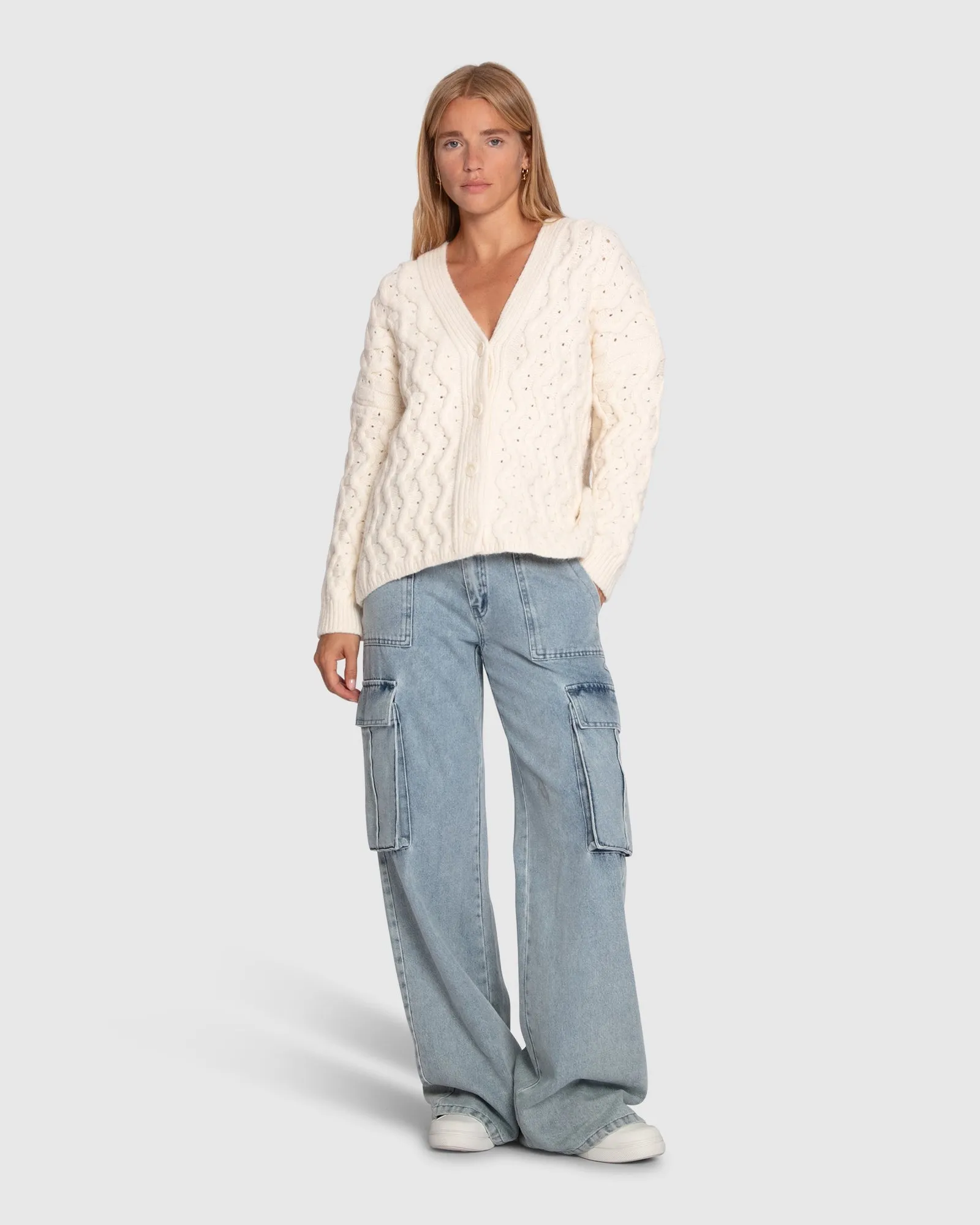 Sugar Plum Chunky Cardigan - Cream sold by Belle & Bloom product image thumbnail 5