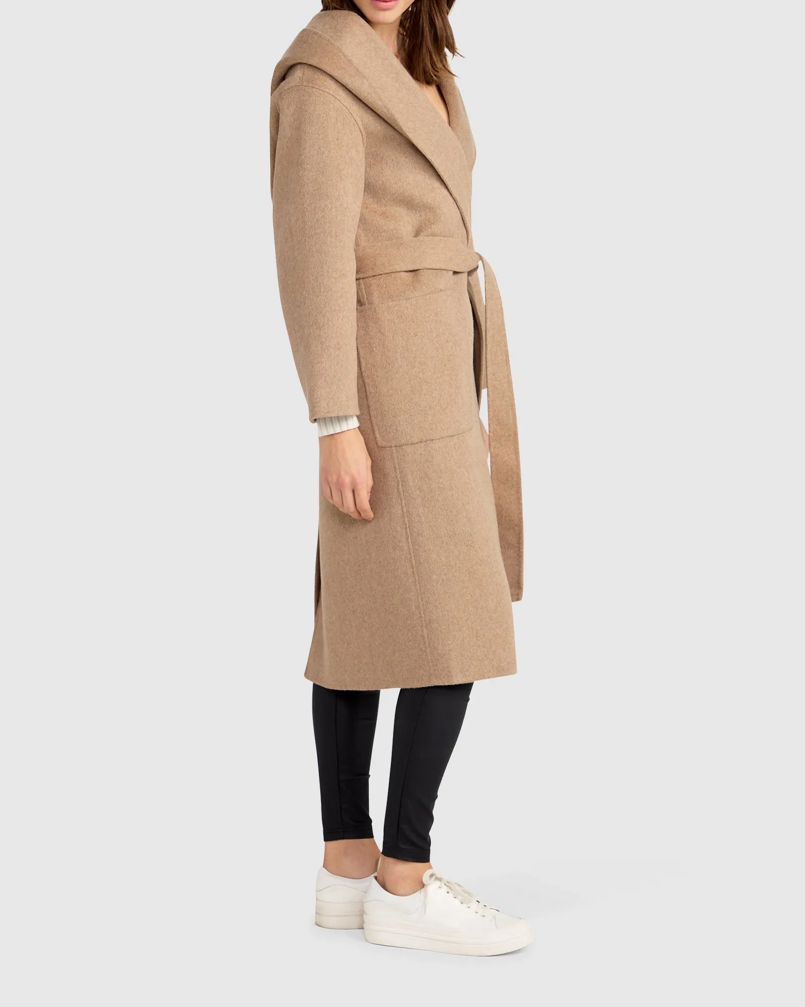 Arcadia Wool Blend Oversized Coat with Hood - Oat sold by Belle & Bloom product image thumbnail 2