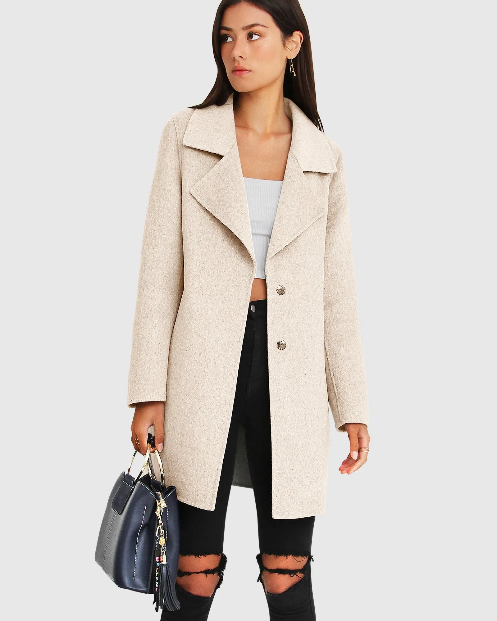 Ex-Boyfriend Wool Blend Oversized Jacket - Oat Marle sold by Belle & Bloom