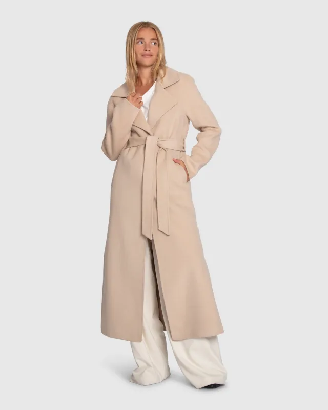 Ex-Boyfriend Wool Blend Maxi Coat - Pale Oat sold by Belle & Bloom