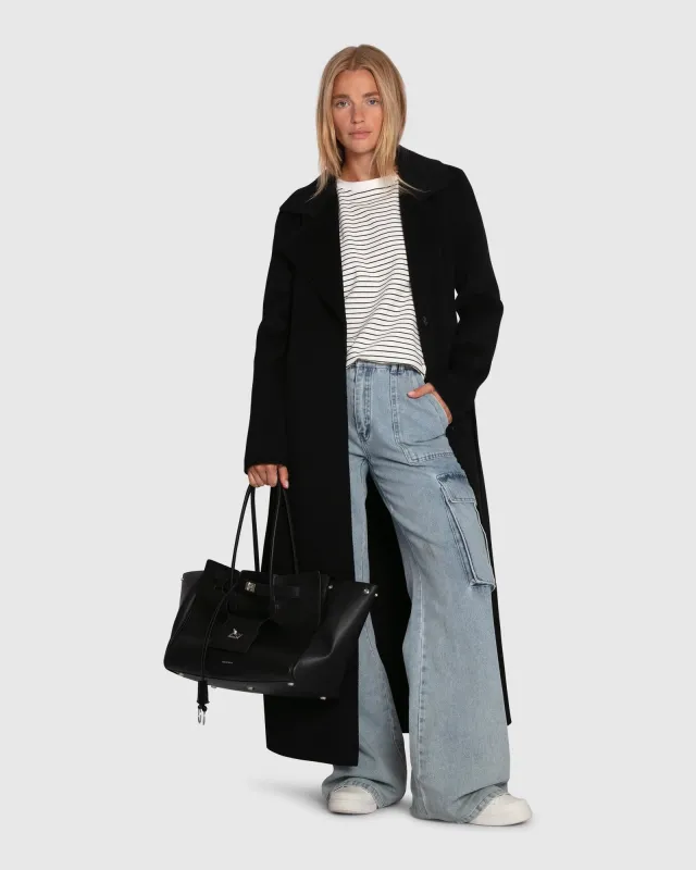 Ex-Boyfriend Wool Blend Maxi Coat - Black sold by Belle & Bloom