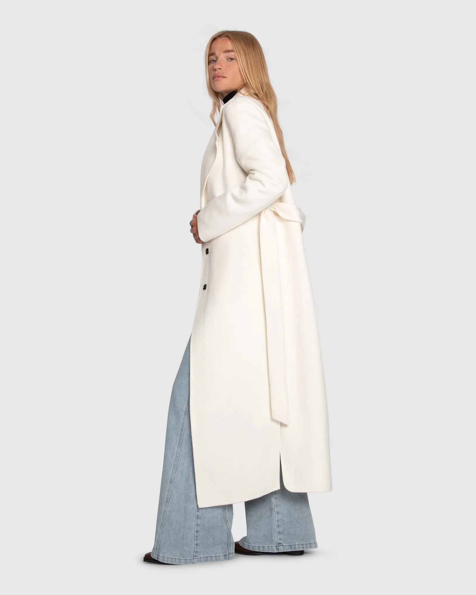 Ex-Boyfriend Wool Blend Maxi Coat - Cream sold by Belle & Bloom product image thumbnail 4
