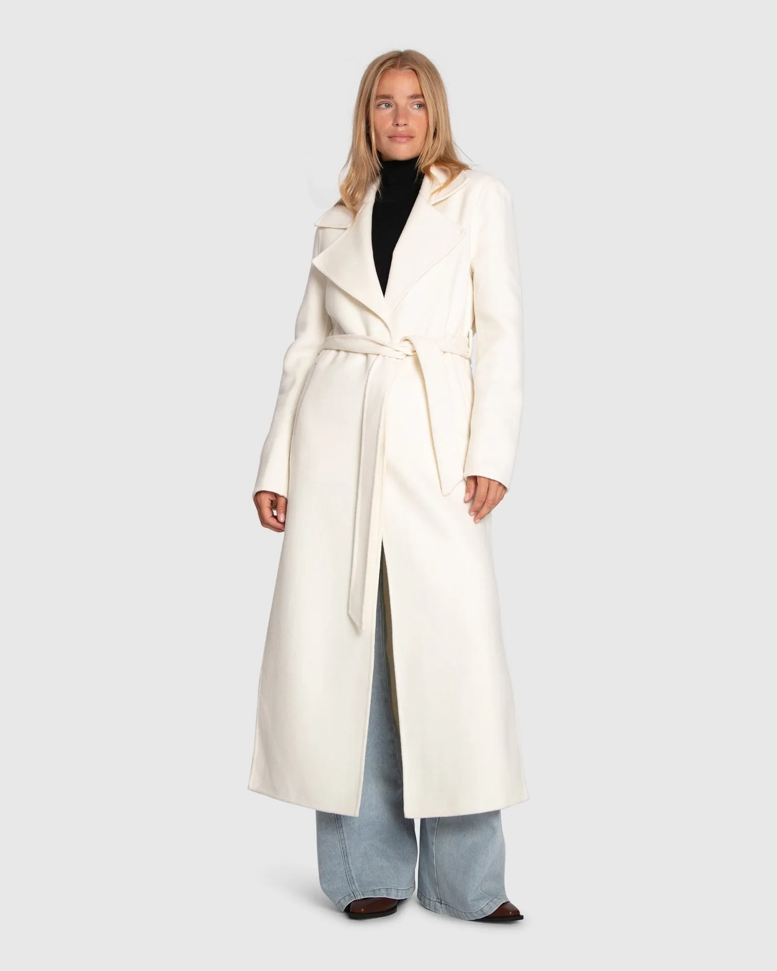 Ex-Boyfriend Wool Blend Maxi Coat - Cream sold by Belle & Bloom product image thumbnail 3