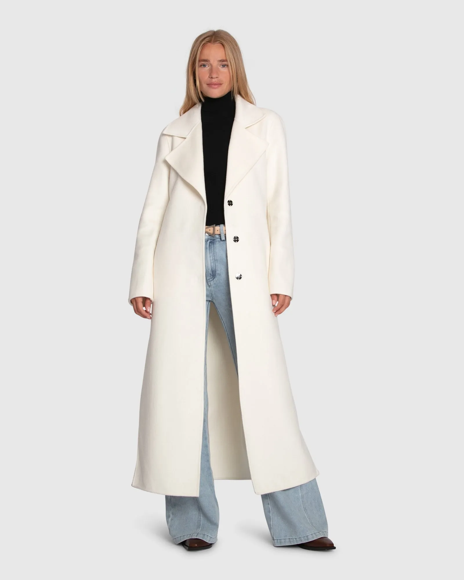 Ex-Boyfriend Wool Blend Maxi Coat - Cream sold by Belle & Bloom product image thumbnail 2