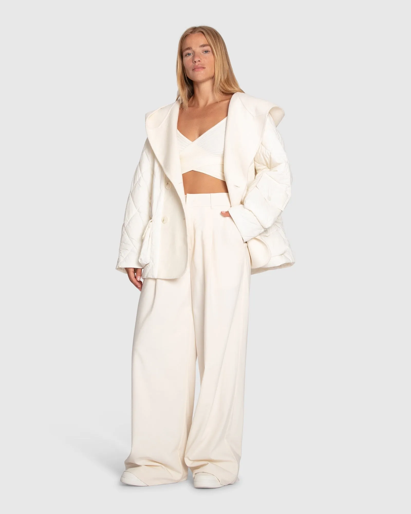 Only You Quilted Utility Puffer Jacket - White sold by Belle & Bloom product image thumbnail 5