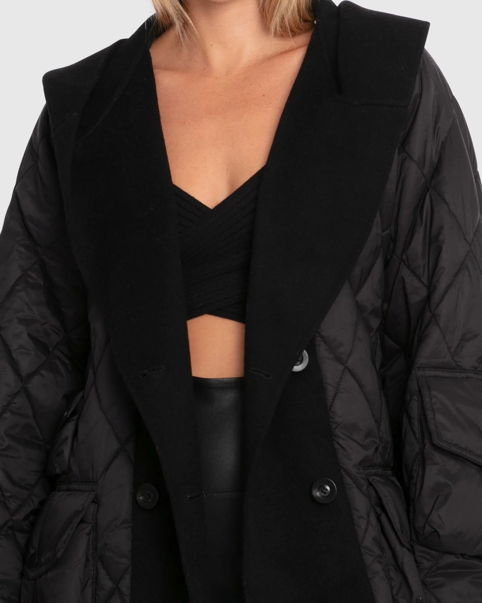 Only You Quilted Utility Puffer Jacket - Black sold by Belle & Bloom product image thumbnail 3
