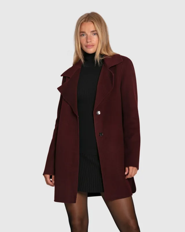 Ex-Boyfriend Wool Blend Oversized Jacket - Burgundy sold by Belle & Bloom