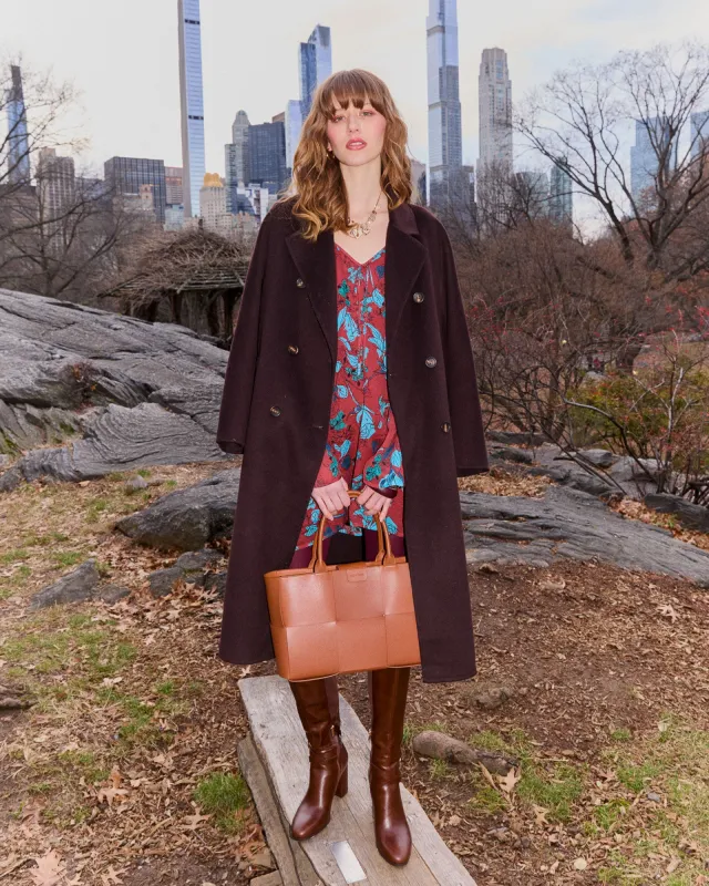 Real Love Wool Blend Double Breasted Maxi Coat - Chocolate sold by Belle & Bloom