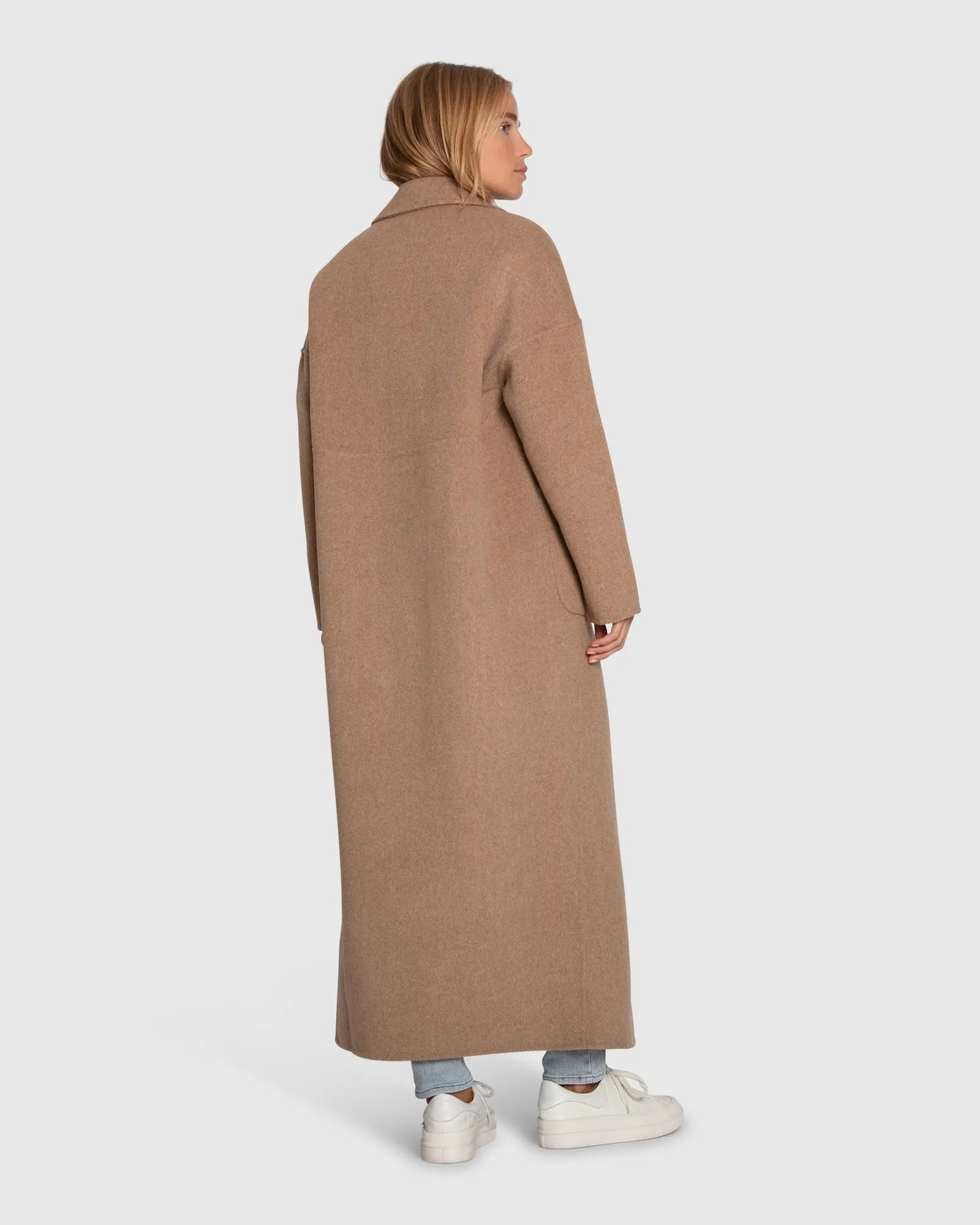 Publisher Double Breasted Wool Blend Maxi Coat - Oat sold by Belle & Bloom product image thumbnail 2