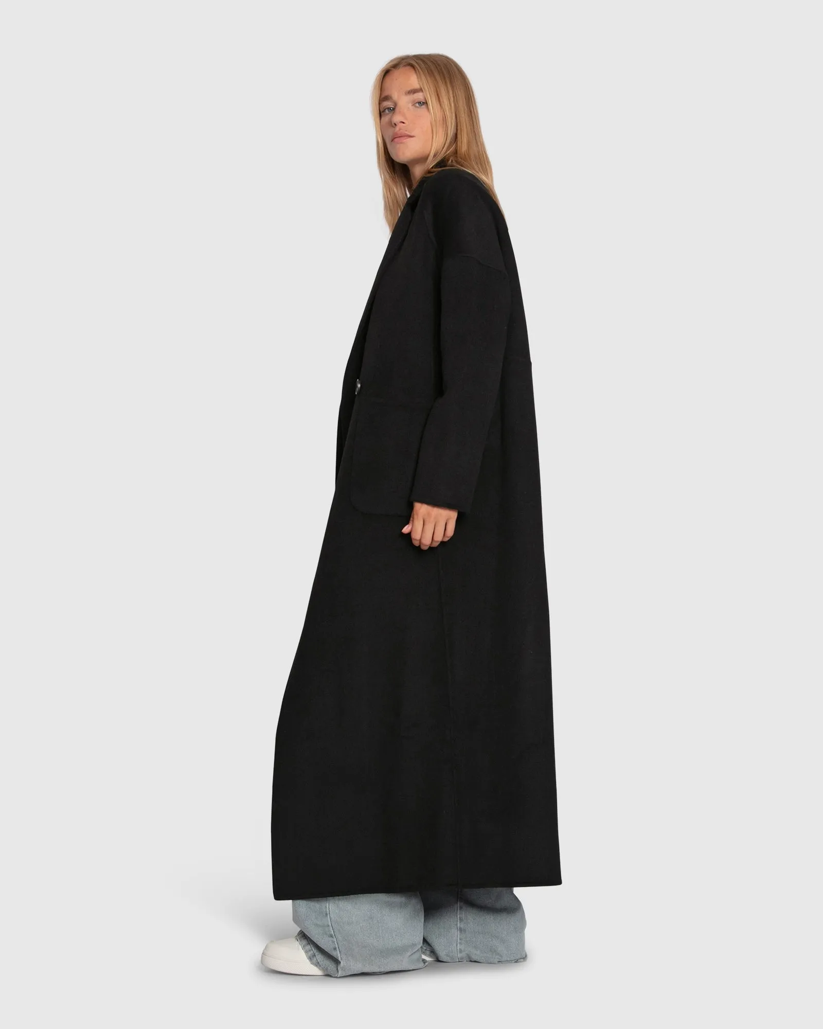 Publisher Double Breasted Wool Blend Maxi Coat - Black sold by Belle & Bloom product image thumbnail 3