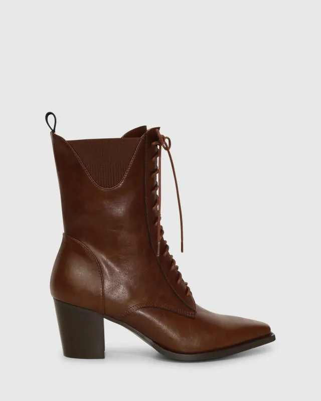 Jumping Ship Laced Boot - Chocolate made by Belle & Bloom