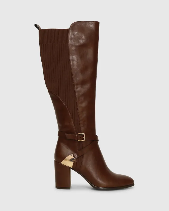 Breton Knee High Boot - Brown sold by Belle & Bloom