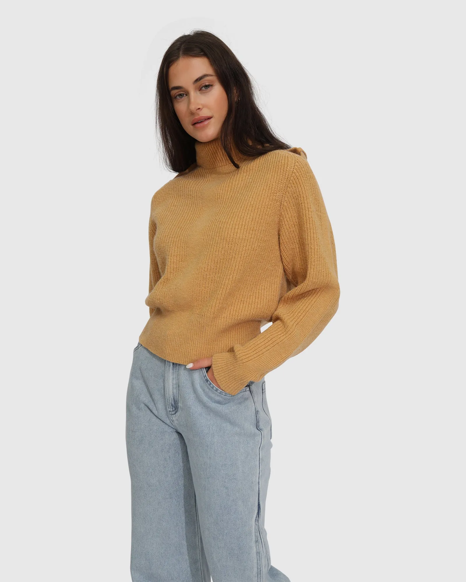 Lost & Found Knitted Sweater - Camel sold by Belle & Bloom product image thumbnail 2