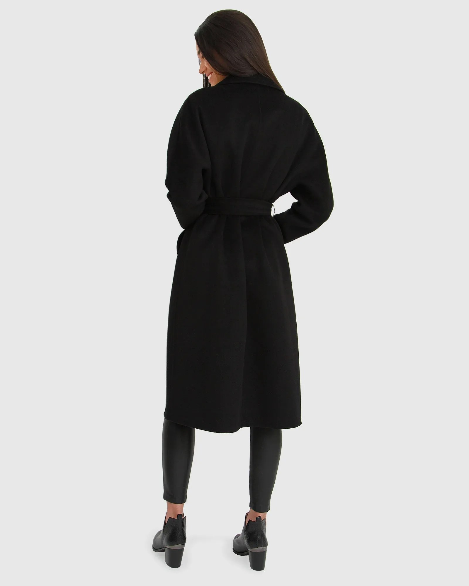 Boss Girl Double-Breasted Lined Wool Coat - Black sold by Belle & Bloom product image thumbnail 4