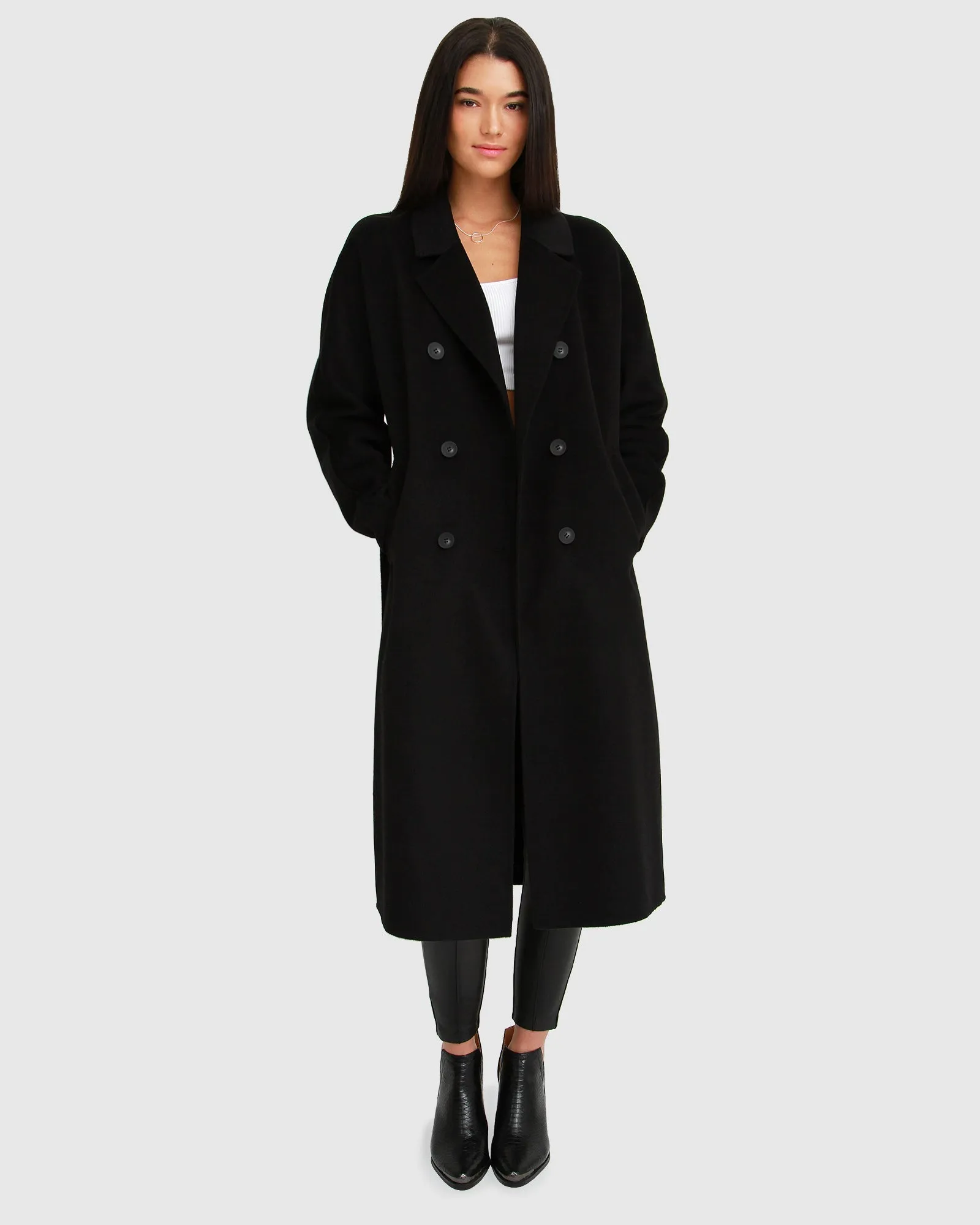 Boss Girl Double-Breasted Lined Wool Coat - Black sold by Belle & Bloom product image thumbnail 2