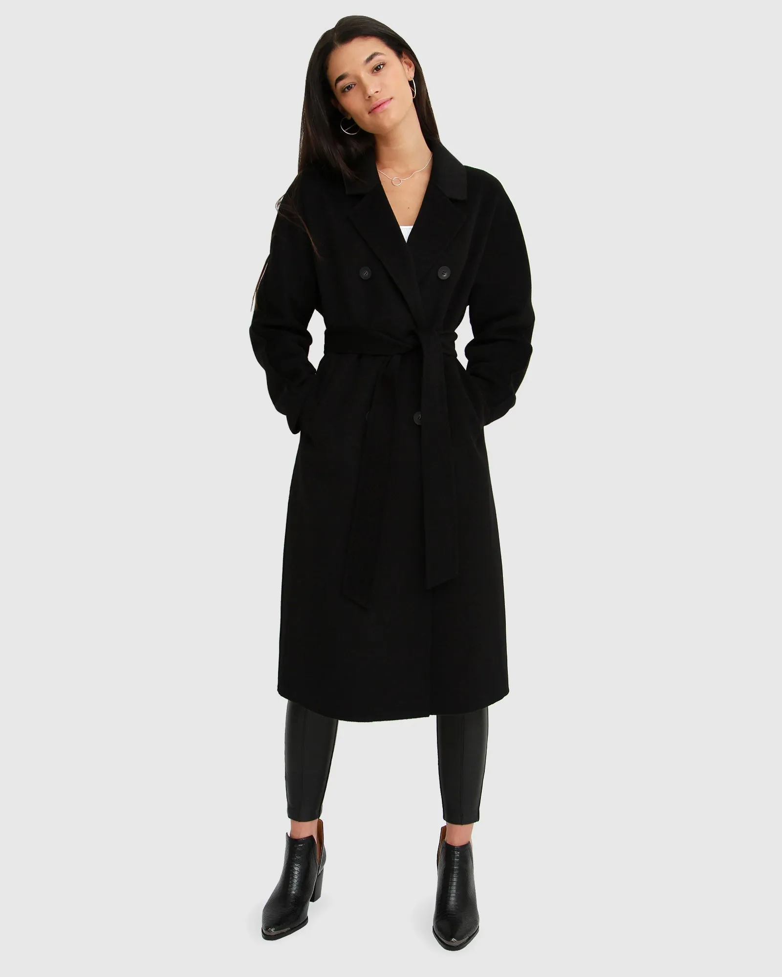 Boss Girl Double-Breasted Lined Wool Coat - Black sold by Belle & Bloom product image thumbnail 5