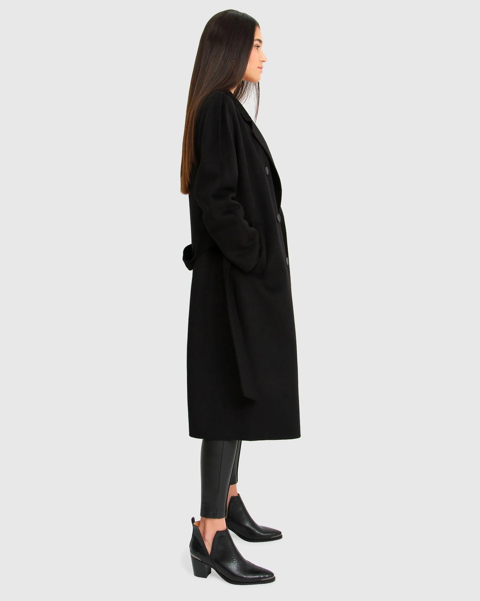 Boss Girl Double-Breasted Lined Wool Coat - Black sold by Belle & Bloom product image thumbnail 3