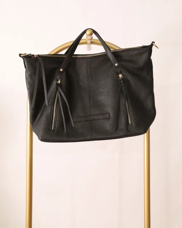 Weekender Bag with Gold Detailing - Black sold by Belle & Bloom
