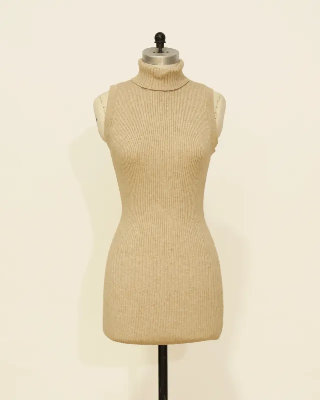 Roll Neck Sleeveless Mini Knit Dress - Oat sold by Belle & Bloom