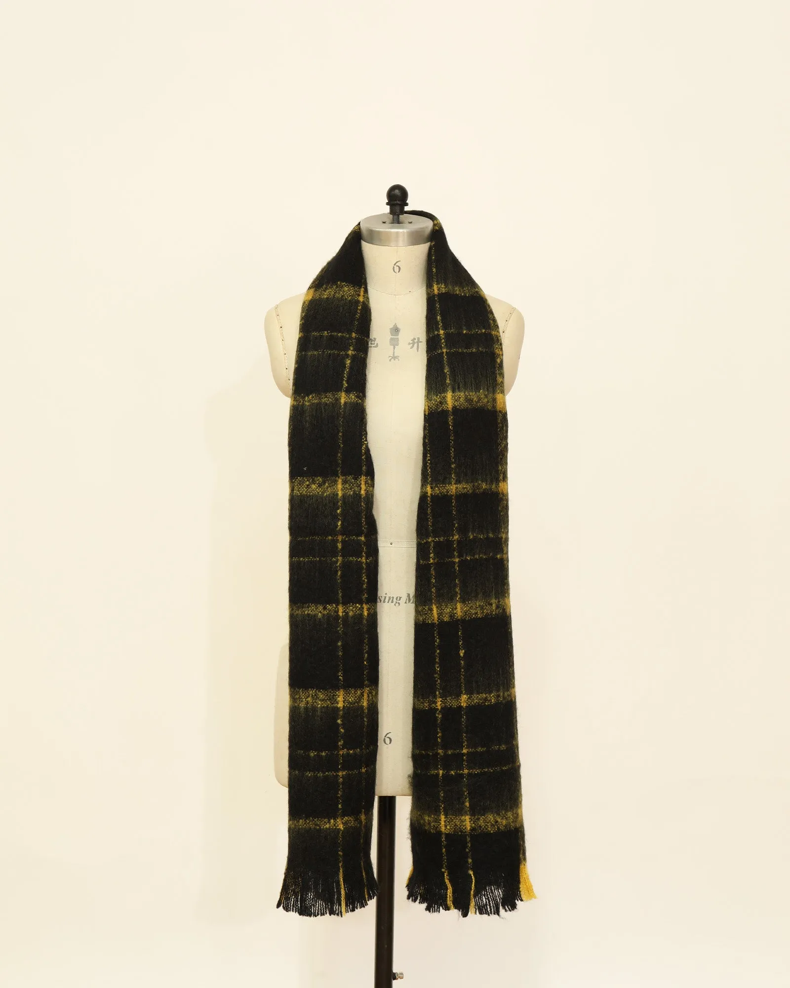 Plaid Scarf with Fringe - Black and Yellow sold by Belle & Bloom product image thumbnail 2
