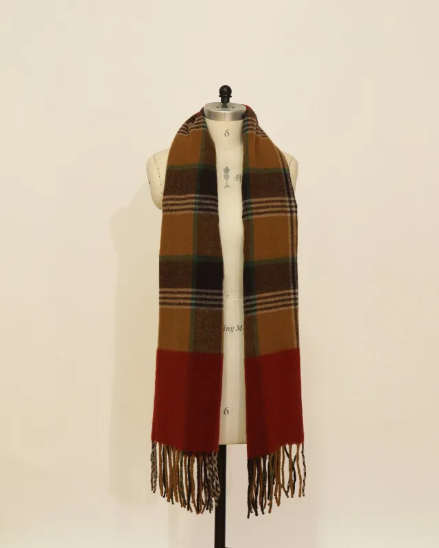 Plaid Scarf with Fringe - Brown/Burgundy sold by Belle & Bloom