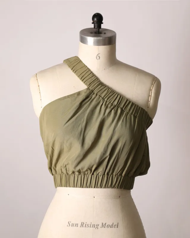 Asymmetrical Cropped Top - Green sold by Belle & Bloom