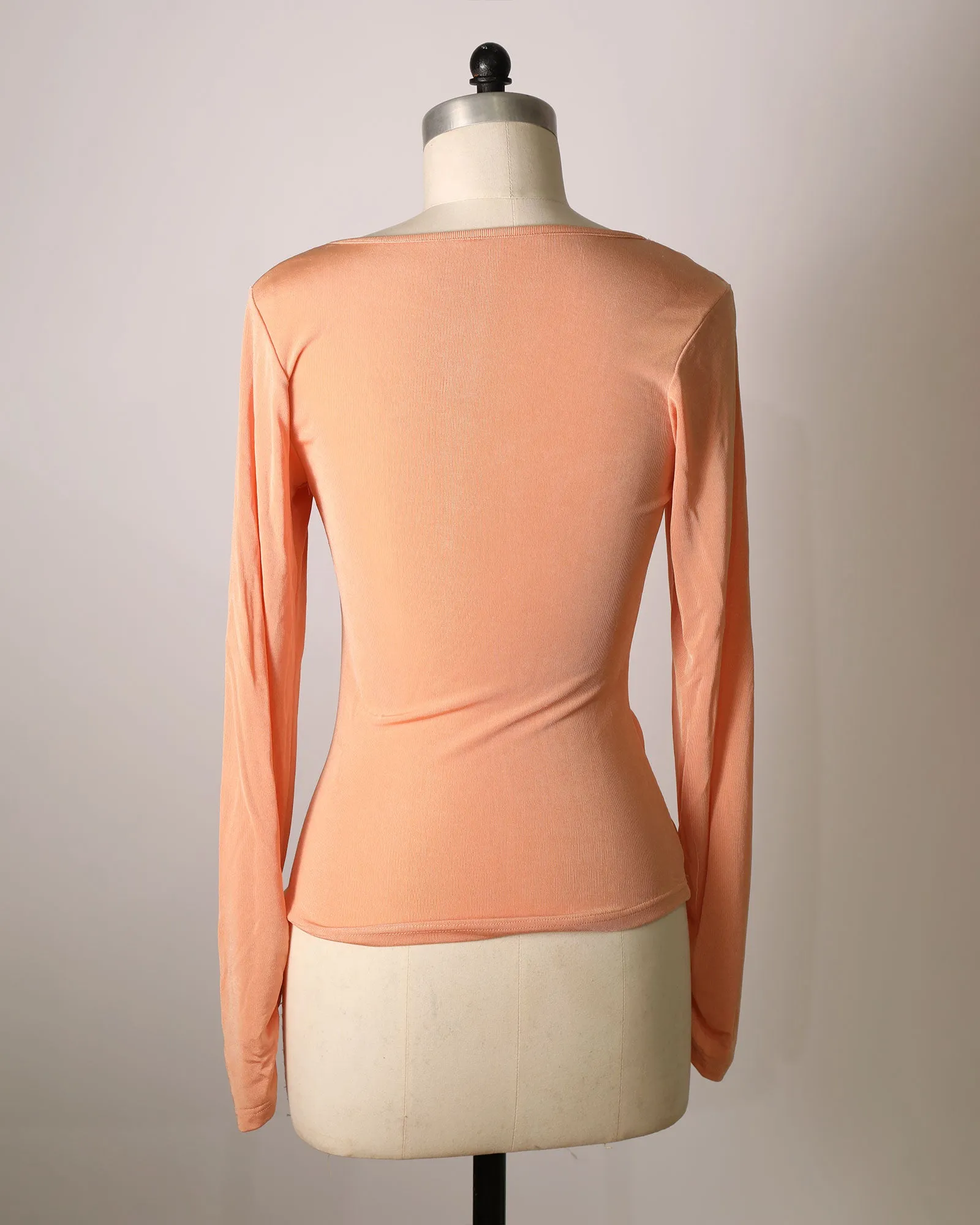 Long Sleeve Ruched Front Top with Cut-Out Detailing - Peach sold by Belle & Bloom product image thumbnail 2