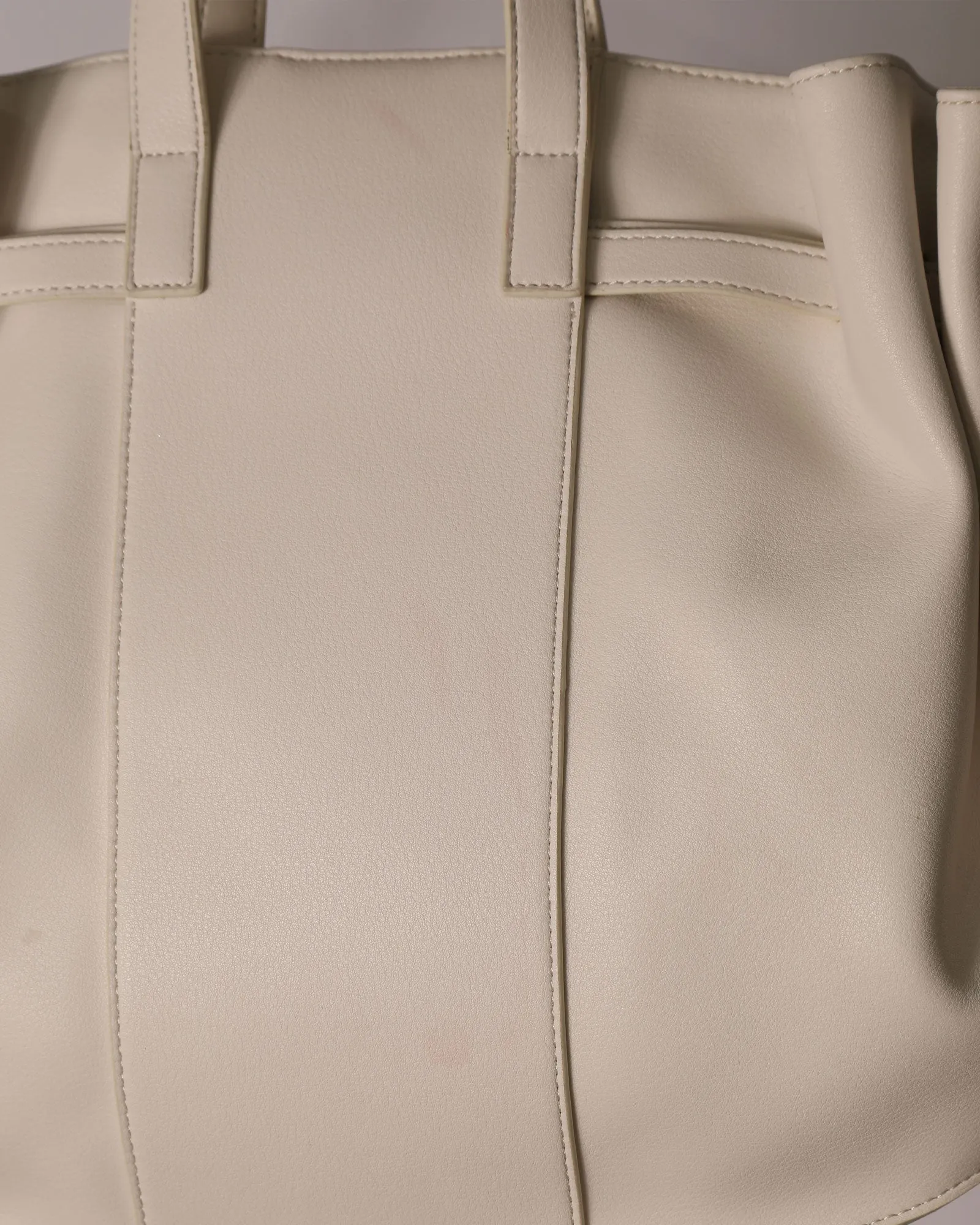 Leather Bag with Gold Chain Detailing - Cream sold by Belle & Bloom product image thumbnail 3