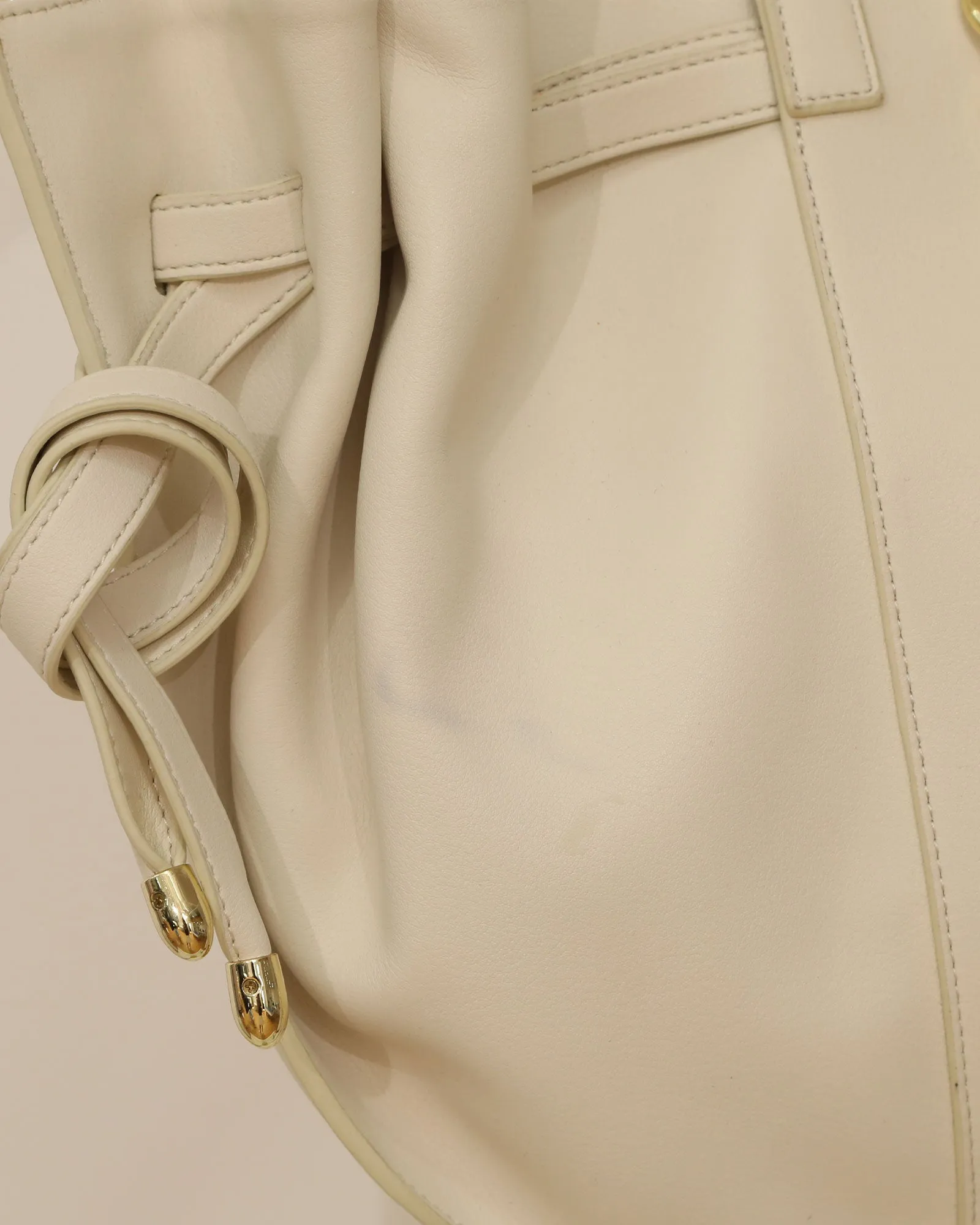 Leather Bag with Gold Chain Detailing - Cream sold by Belle & Bloom product image thumbnail 4