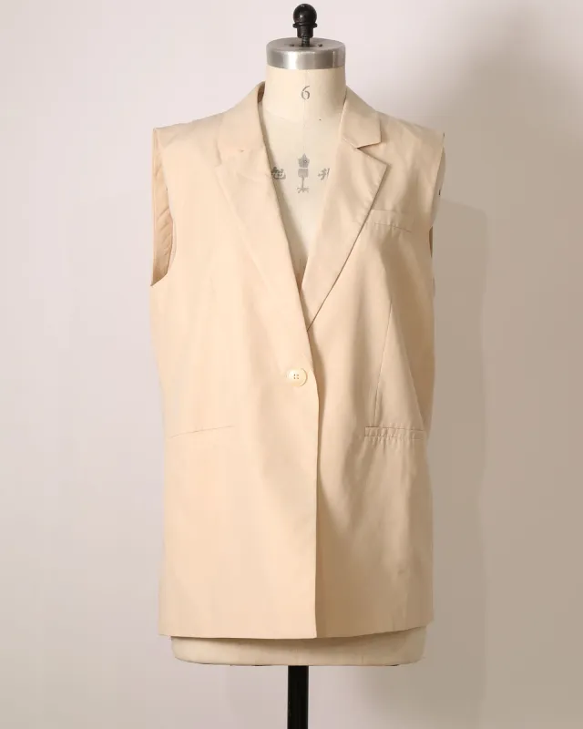 Sleeveless Blazer with Crossover Back - Oat sold by Belle & Bloom