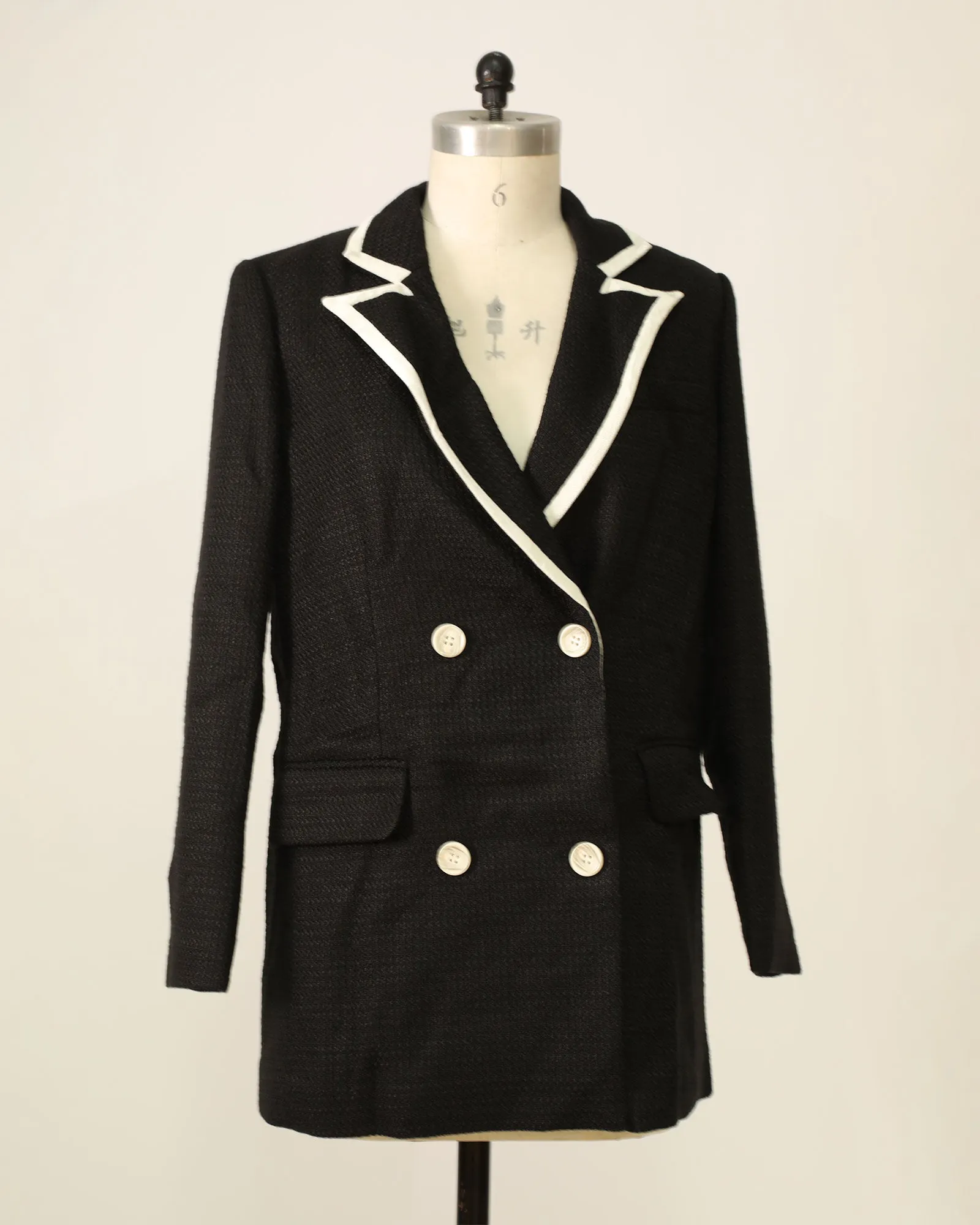 Trimmed Blazer Dress - Black/White sold by Belle & Bloom