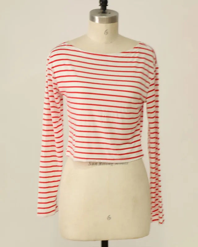 Long Sleeve Striped Top - White and Red sold by Belle & Bloom