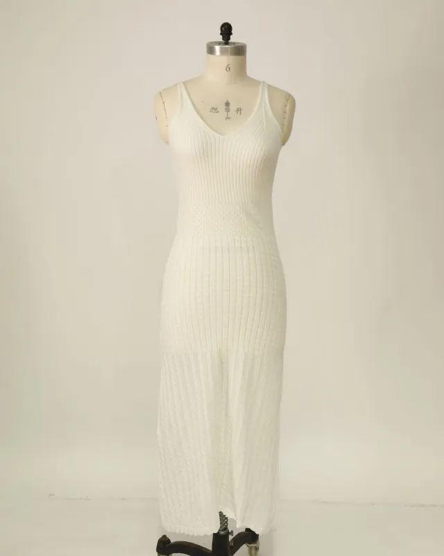 V-Neck Knit Maxi Dress - White sold by Belle & Bloom