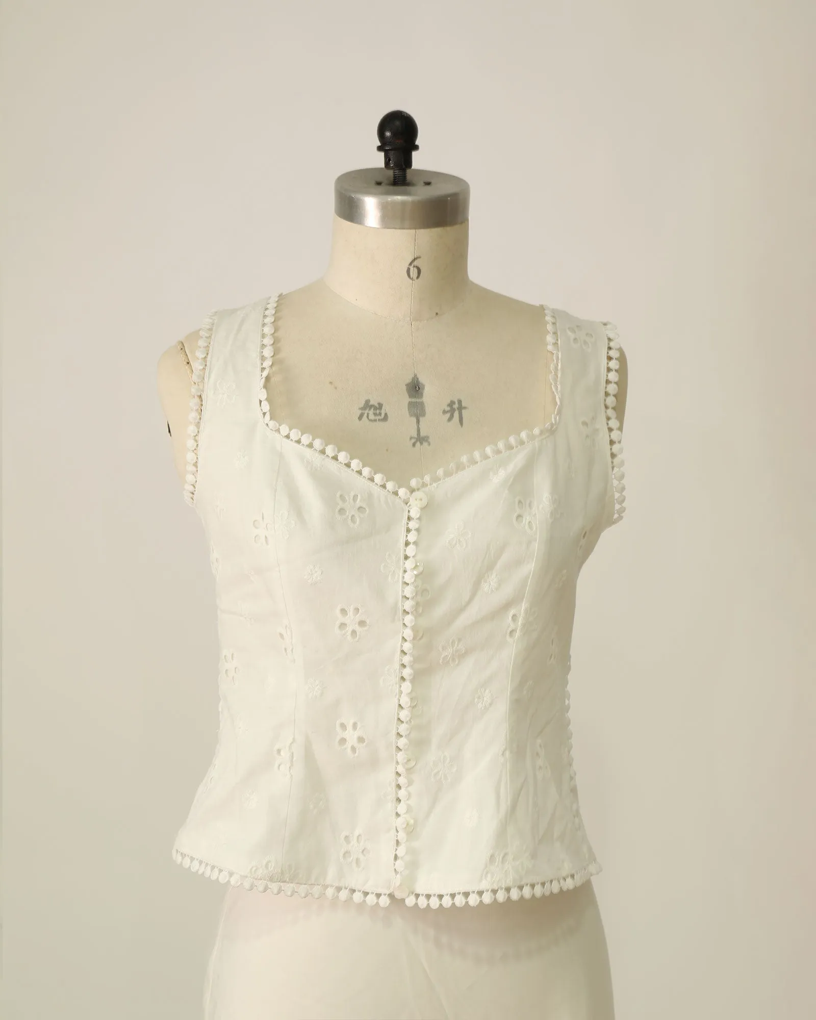 Broderie Top with Tie Back - White sold by Belle & Bloom