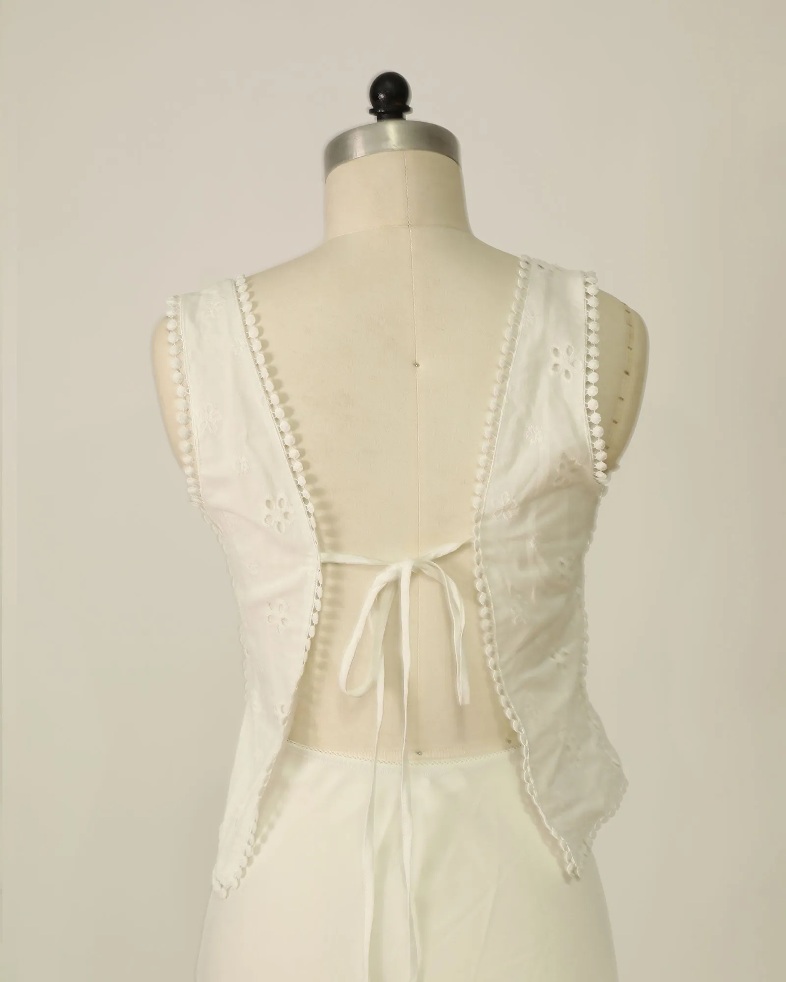 Broderie Top with Tie Back - White sold by Belle & Bloom product image thumbnail 2