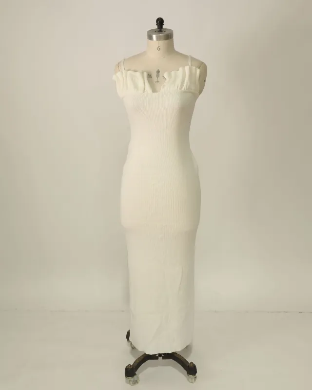 Pleated Bust Maxi Dress - White sold by Belle & Bloom